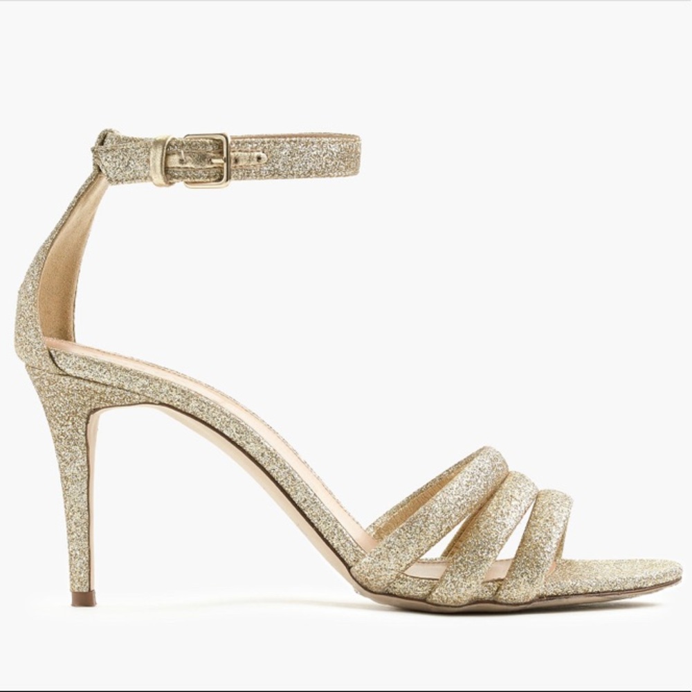 J.Crew Glittery Ankle Strap Sandals